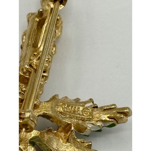 Two Vintage Rhinestone Enamel Christmas Pins Candy Cane Candle ROMA - Picture 4 of 7